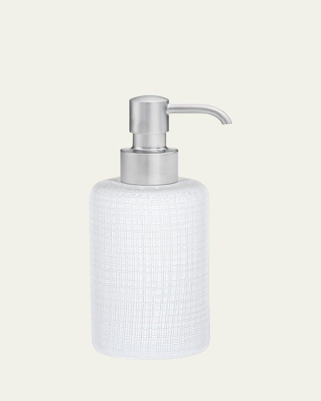 Cambric Glass Soap Dispenser, White Enamel
